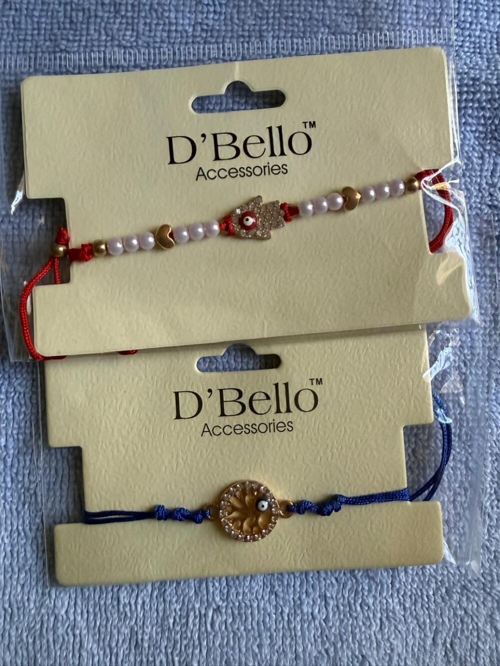 Women's Red and Blue Beaded Bracelet Set
